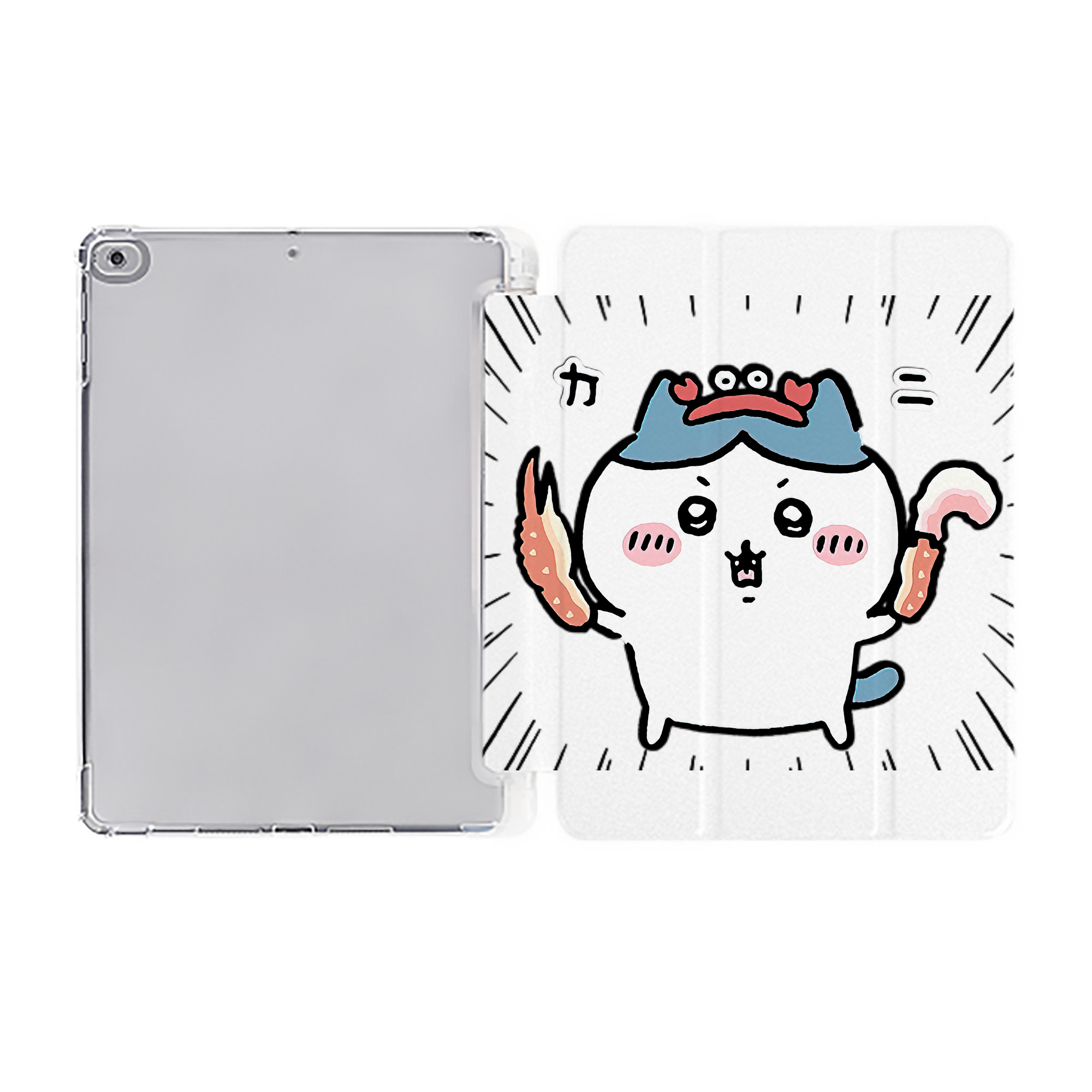 （画像用） ちいかわ ハチワレ Chii-kawa hachiware IPad ケース ペン収納付き 三つ折りスタンド PUレザー×シリコン 対応機種9.5/10.5/10.9インチ
